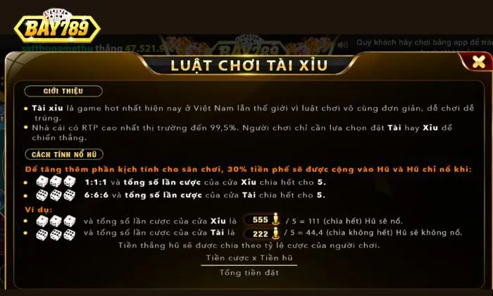 Tài Xỉu Bay789 Quy tắc phân định thắng thua trong Tài Xỉu Bay789